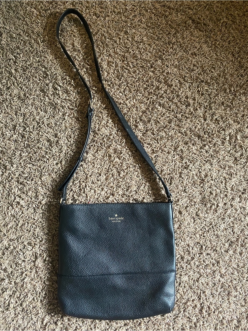 kate spade Black Pebbled Leather Messenger Crossbody
